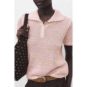 Mango top lichtroze grof gebreid