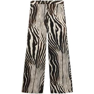 Mango - Linnen Straight High Waist Broek - Donkerbruin