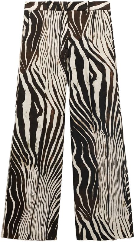 Mango - Linnen Straight High Waist Broek - Donkerbruin