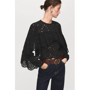 Mango - Top - Zwart - Broderie