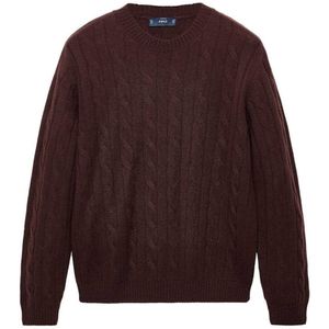 Mango Man - Fijn Gebreide Trui - Donkerrood - 100% Wol