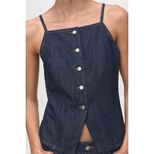 Mango - Denim Mouwloze Top - Donkerblauw - Spaghetti Bandjes