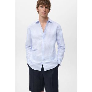 Mango Man - Overhemd - Blauw - Regular Fit - Lange Mouwen