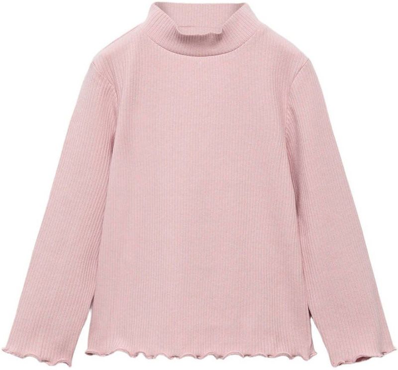 Mango Kids - Longsleeve - Roze - Rib Gebreid