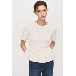 Mango - Peplum Top - Ecru - Grof Gebreid