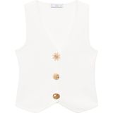 MANGO - Antonia - Gebreide Bodywarmer - Offwhite