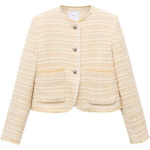 Mango - Leren Jasje - Beige - Dames