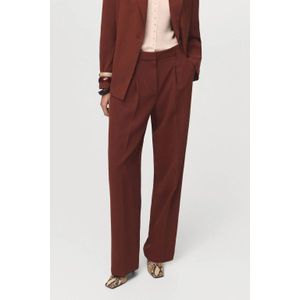 Mango - Straight Regular Waist Pantalon - Roodbruin