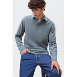 MANGO TEEN - Poloshirt - Grijsblauw - Lange Mouwen - 100% Katoen