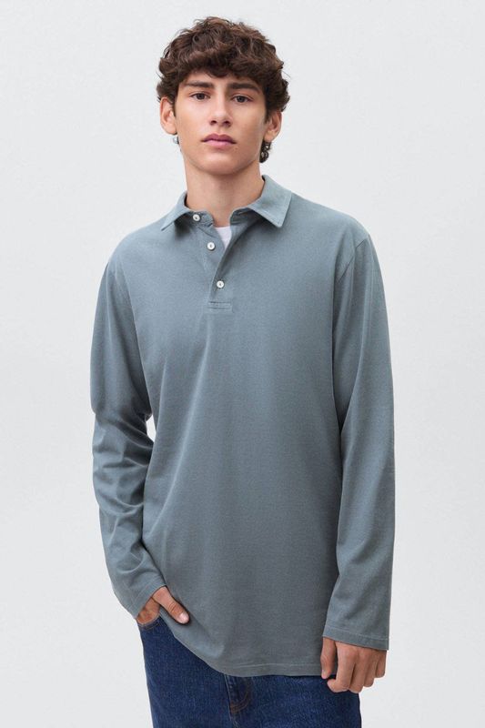 MANGO TEEN - Poloshirt - Grijsblauw - Lange Mouwen - 100% Katoen