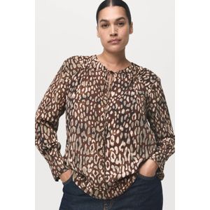Mango - Satijnen Blouse - Bruin - Panterprint