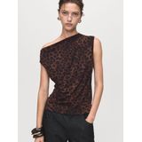 MANGO - CAROLE - Top - Bruin/Zwart - Dierenprint - Mouwloos