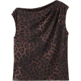 MANGO - CAROLE - Top - Bruin/Zwart - Dierenprint - Mouwloos