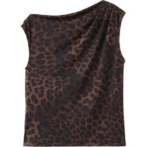 MANGO - CAROLE - Top - Bruin/Zwart - Dierenprint - Mouwloos