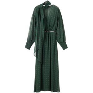 Mango - A-lijn Jurk - Groen