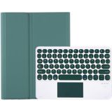 YA08B-A Candy Color Skin Feel Texture Round Keycap Bluetooth Keyboard Leather Case with Touchpad For Samsung Galaxy Tab A8 10.5 2021 SM-X200 / SM-X205(Dark Green)