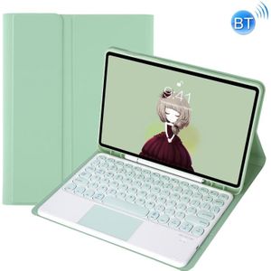 YA700B-A Candy Color Skin Feel Texture Round Keycap Bluetooth Keyboard Leather Case with Touchpad For Samsung Galaxy Tab S8 11 inch SM-X700 / SM-X706 & S7 11 inch SM-X700 / SM-T875(Light Green)