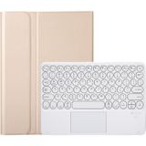 YA700B-A  Lambskin Texture Voltage Round Keycap Bluetooth Keyboard Leather Case with Touchpad For Samsung Galaxy Tab S8 11 inch SM-X700 / SM-X706 & S7 11 inch SM-X700 / SM-T875(Gold)