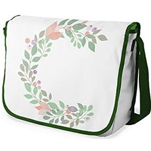 Le Jardin du Lin Schooltas schooltas digitaal bedrukt met kakikleurige riem voor meisjes jongens schoolrugzak schooltas schoudertas 29 x 36 cm, Meerkleurig, Messenger schooltas voor meisjes en jongens