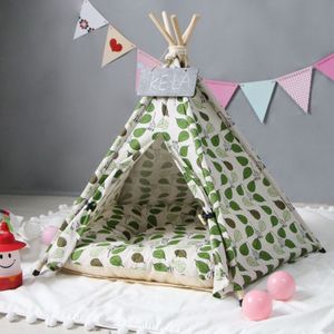 Pet Tent Lime Leaf Kennel Pet Bed  Specificatie: Kleine 40 40  50cm (Groene bladeren met kussen)