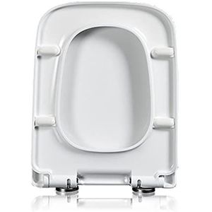 Toiletbril Vierkante vorm Toiletbrillen Soft Close Wit, Loo Deksel Snelsluiting met scharnieren aan de bovenkant, gemakkelijk schoon te maken Badkamerdeksel, Vierkant, 04a (Size : 04a)