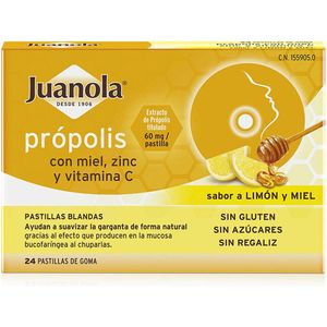 Juanola - Gummiesnoepjes Propolis Citroen Honing - 24 Stuks - Glutenvrij - Suikervrij