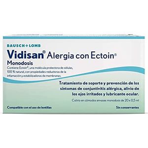 Oogdruppels Vidisian Allergie, 20 enkele dosis, elk 0,5 ml, behandeld en voorkomt allergische conjunctivitis, oogdruppels voor geïrriteerde ogen, bush + lomb