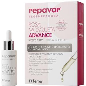 Repavar - Aceite Puro de Rosa Mosqueta - Con 2 Factores de Crecimiento - Tratamiento Cosmético Intensivo con Doble Potencia Reparadora - Formato Cuentagotas - 15 ml
