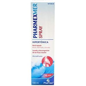 Pharmexmer Hypertonische spray – natuurlijk zeewater voor het wassen en verdwijnen van de neus, tegen rhinitis, verkoudheid en sinusitis, voor volwassenen en kinderen vanaf 6 jaar, 100 ml