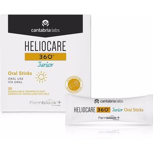 Cantabria Labs Heliocare 360º Junior Oral Sticks, fotobescherming van binnenuit, verhoogt de weerstand van de huid tegen de zon, natuurlijke oorsprong, 20 zakjes