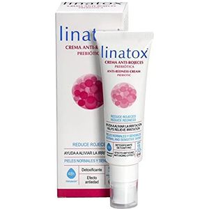 Linatox Crema Anti-rojeces facial Prebiótica 50ml - Con triple efecto anti-rojeces, antiedad y detoxificante - Alivia la irritación | Con protección SPF15UVB, UVA y de luz azul