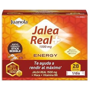Juanola Real Energy - Voedingssupplement met verse koninginnengelei, maca-extract en vitamine B6 - helpt je bij maximale prestaties – 28 drinksticks