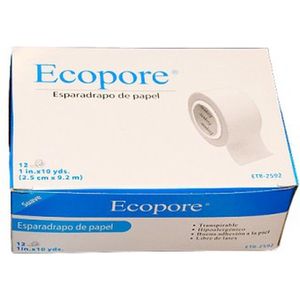 DOOS MET 12 ROLLEN WIT HECHTPLEISTER WIT PAPIER TAPE 2,5 cm x 9,2 m