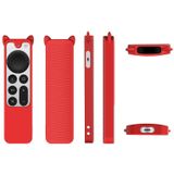 Cat Ears Shape Silicone Protective Case Cover For Apple TV 4K 4th Siri Remote Controller(Red)