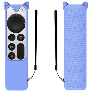 Cat Ears Shape Silicone Protective Case Cover For Apple TV 4K 4th Siri Remote Controller(Luminous Blue)