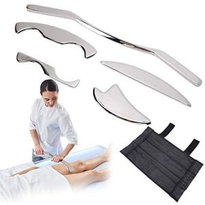 Roestvrijstalen Gua Sha-schraapmassagereedschapset, massagegereedschap voor zacht weefsel, myofasciale afgiftekit voor mobilisatietherapie voor zacht weefsel voor rug, been, arm, nek, schouder en het