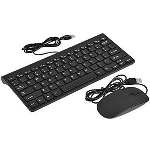 USB Bedraad Toetsenbord en Muis Set, 87 Toetsen Ergonomisch Ontwerp Portable Mini Ultra Thin Keyboard Muizen Combo voor PC Laptop, Eenvoudig te Gebruiken Plug and Play(Zwart)