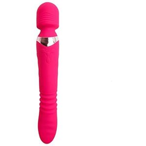 YABAISHI Dubbel-geleide Vibrerende AV Stick met Warm telescopische Vrouw Sexuele Masturbatie Toy (Color : Rose Red)