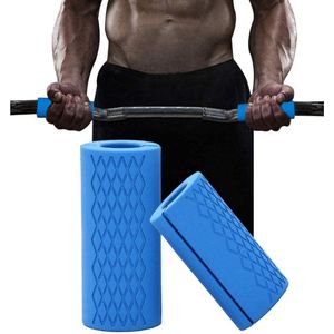 MJ Sports Premium Fitness Bomber Grips - Fat Gripz - Onderarm Trainer - Dumbbells - Barbells - Fitness - Blauw