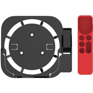 JV06T Set Top Box Bracket + afstandsbediening Beschermhoes Set voor Apple TV (zwart + rood)