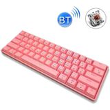 LEAVEN K28 61 Keys Gaming Office Computer RGB Wireless Bluetooth + Wired Dual Mode Mechanical Keyboard  Cabel Length:1.5m  Colour: Tea Axis (Pink)