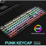 104 Keys Green Shaft RGB Luminous Keyboard Computer Game USB Wired Metal Mechanical Keyboard  Cabel Length:1.5m  Style: Double Imposition Version (White Blue)