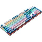 104 Keys Green Shaft RGB Luminous Keyboard Computer Game USB Wired Metal Mechanical Keyboard  Cabel Length:1.5m  Style: Double Imposition Version (White Blue)