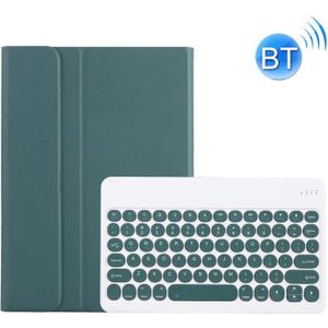 Y0n5 tpu case lamsvacht textuur ronde keycap Bluetooth toetsenbord lederen tas met houder voor xiaomi pad 5/5 pro (donkergroen + donkergroen)