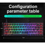 T8 68 Sleutels Mechanisch Gaming Keyboard RGB Backlit Bedraad Toetsenbord  Kabellengte: 1 6 M (Blue Green Shaft)