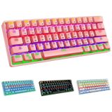 LEAVEN K28 61 Keys Gaming Office Computer RGB Wireless Bluetooth + Wired Dual Mode Mechanical Keyboard  Cabel Length:1.5m  Colour: Green Axis (Blue)