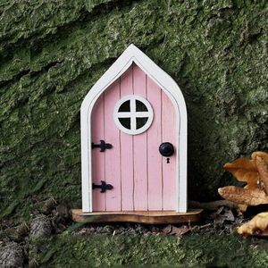 Binnenplaats Houten Miniatuur Fairy Dwarf Deurdecoratie (raamdeur )