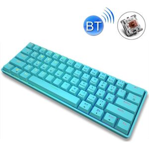 LEAVEN K28 61 Keys Gaming Office Computer RGB Wireless Bluetooth + Wired Dual Mode Mechanical Keyboard  Cabel Length:1.5m  Colour: Tea Axis (Blue)
