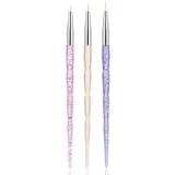 3 Sets Nail Pen Set Phototherapy Drawline Pen Geschilderde Pen Flash Powder Pen Rod Smudge Carving Pen  Stijl: 3 In 1 Drawline