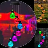 6 LED Solar Wind Chime Lamp Halloween Tuin Decoratie Pumpkin Lamp Holiday Gift (Black Shell)